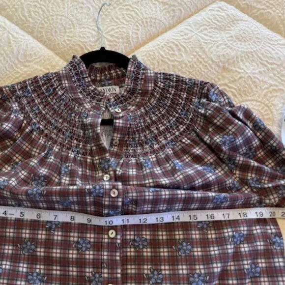 EUC Andion Amelia Blouse Ren Plaid Size S - Picture 4 of 6